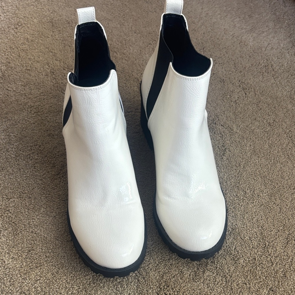 White and Black Dirty Laundry Ankle Boots